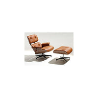 Nicer Furniture Italian Leather Modern Lounge Chair and Ottoman - Cigar Brown Leather with Rosewood Finish-Upholstered in 100% full-grain Italian aniline leather.
