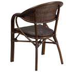 Flash Furniture Milano Series Cocoa Rattan Restaurant Patio Chair with Bamboo-Aluminum Frame-Cocoa Rattan Seat and Back