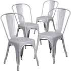 Flash Furniture Commercial Grade Silver Metal Indoor-Outdoor Stackable Chair-Stack Quantity: 8