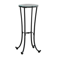 Monarch Specialties 3332 Accent Table - Hammered Black Metal With Tempered Glass-Made of Metal , Tempered Glass