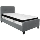 Flash Furniture Tribeca Twin Size Tufted Upholstered Platform Bed with Memory Foam Mattress - Dark Grey Fabric-Bed