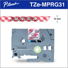 Brother Genuine TZEMPRG31 Black Print on Red Gingham Patterned Tape for P-touch Label Makers, 12 mm wide x 4 m long-Perfect for adding your own personal, decorative touch to gift-wrapping, party favours, home décor, scrapbooking, craft projects and more