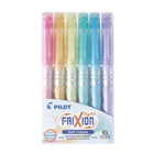 Pilot FriXion Light Erasable Chisel Tip Pen-Style Highlighters - Assorted Pastel Colours - 6 Pack-Pastel pink, orange, yellow, green, blue, purple