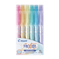 Pilot FriXion Light Erasable Chisel Tip Pen-Style Highlighters - Assorted Pastel Colours - 6 Pack-Pastel pink, orange, yellow, green, blue, purple