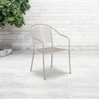 Flash Furniture Light Grey Indoor-Outdoor Steel Patio Arm Chair with Round Back-Rain Flower Seat and Back Design