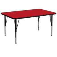 Flash Furniture 36''W x 72''L Rectangle Activity Table with 1.25'' High Pressure Top and Height Adjustable Pre-School Legs, Red-Red Laminate