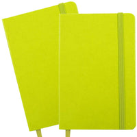 JAM Paper Hardcover Lined Notebook With Elastic Closure, Travel Size, 4 x 6 Journal, Green Apple, 2/Pack (340528852g)-Green Apple Harcover Notebook / Journal