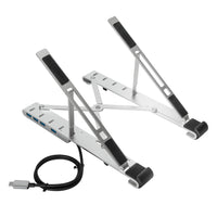 Targus AWU100205GL Ergo Adjustable Laptop Stand with Integrated Hub-Silver, Aluminium