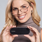 ThinOptics FrontPage Brooklyn Reading Glasses - +2.00 Strength - Tortoise with Milano Black Case-Strength: Every ThinOptics Reader is made of shatterproof, thermo-injection molded, optical-grade polycarbonate.