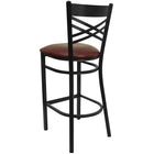 Flash Furniture HERCULES Series Black "X" Back Metal Restaurant Barstool - Burgundy Vinyl Seat-Burgundy Vinyl Upholstered Seat