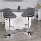Flash Furniture Contemporary Grey Vinyl Bucket Seat Adjustable Height Barstool with Chrome Base-Seat Size: 14.5''W
