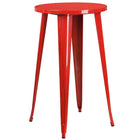 24'' Round Red Metal Indoor-Outdoor Bar Table Set with 2 Vertical Slat Back Barstools [CH-51080BH-2-30VRT-RED-GG]-Red Powder Coat Finish