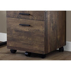 Monarch Specialties 7400 3-Drawer Filing Cabinet - Brown Reclaimed Wood-Includes 5 castors for ease of mobility (2 locking, 3 non-locking)