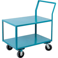 Kleton Heavy-Duty Low Profile Shop Carts, Capacity: 2400 Lbs., Overall Height: 41", Overall Depth: 60", 6" Nylon-No. of Shelves: 2