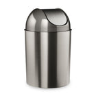 Umbra Mezzo Can, Brushed Silver and Gunmetal-Decorative polypropylene brushed metal finish or printed wood grain on exterior of base and flipper
