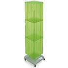 Azar Displays 60" x 14" x 14" 4-Sided Interlocking Pegboard Floor Display, Green (701465-GRE)-Revolves on square, wheeled base