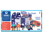 Educational Insights Design & Drill Bolt Buddies Fire Truck - Assorted-Includes: Kid-friendly power drill toy with 2 drill bits; fire truck body with retractable drill board, liftable ladder, and 13 drilling spots; 24 colorful bolts; 8 snap-on fire and water toppers; 3 Bolt Buddy figures; and fire hydrant play prop. Drill requires 3 AAA batteries (not included). Drill patent pending