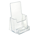 Azar Displays Tri-Fold Brochure Holder with Business Card Pocket, 10 Pack (252922)-Clear acrylic