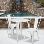 Flash Furniture 23.75" Square White Metal Indoor-Outdoor Table Set with 2 Stack Chairs-Set Includes Table and 2 Chairs
