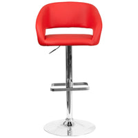 Flash Furniture Contemporary Red Vinyl Adjustable Height Barstool with Chrome Base (CH-122070-RED-GG)-Contemporary Style Stool