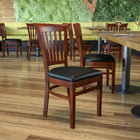 Flash Furniture HERCULES Series Vertical Slat Back Mahogany Wood Restaurant Chair - Black Vinyl Seat-Solid European Beech Hardwood Construction