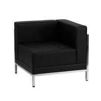 Flash Furniture HERCULES Imagination Series Contemporary Black Leather Right Corner Chair with Encasing Frame-Modular Chair