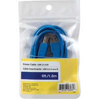 6' 480 Mbps USB 2.0 A/B Cable, Blue-Connects your computer to a USB-compatible printer, scanner or hard drive
