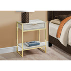 Monarch Specialties 3483 Accent Table - 24"H/Beige Marble/Gold Metal-Open bottom shelf to store or display additional objects