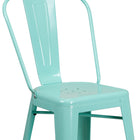 Flash Furniture Commercial Grade 24" High Mint Green Metal Indoor-Outdoor Counter Height Stool with Back-Cross Brace under seat provides extra stability