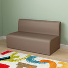 Flash Furniture Bright Beginnings Commercial Grade Modular Classroom Soft Seating, Armless 2-Seater Sofa - Neutral Vinyl-Long-Lasting Vinyl Upholstery in Neutral