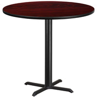 Flash Furniture 42" Round Mahogany Laminate Table Top with 33" x 33" Bar Height Table Base-Bar Height Hospitality Table