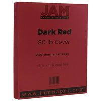 JAM Paper Matte Cardstock, 8.5 x 11, 80lb Dark Red, 250/ream (46395837B)-Dark red
