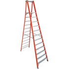 Louisville Ladder 12' Industrial Heavy-Duty Fibreglass Pro Platform Stepladder (FXP1700 Series), Stainless Steel (FXP1712)-Nominal Height: 14.5'