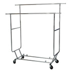 Eddie’s Hang-Up Display Ltd. Double Bar Collapsible Garment Rack, Chrome (210003)-Two 50" hang bars (extendable to 74")