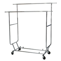 Eddie’s Hang-Up Display Ltd. Double Bar Collapsible Garment Rack, Chrome (210003)-Two 50" hang bars (extendable to 74")