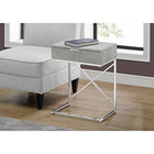Monarch Specialties 3471 Accent Table - 24"H/Grey Cement/Chrome Metal-One large storage drawer on glides with a subtle silver metal pull at the top