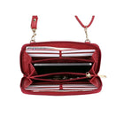 Karla Hanson RFID Blocking Ellie Woven Crossbody Phone Wallet, Red-Detachable, adjustable shoulder strap. Zipper closure