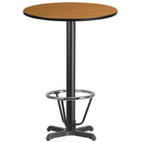 Flash Furniture Laminate 30" X-Base Round Table, Natural (XURD30NTT22B3F)-Bar Height Hospitality Table