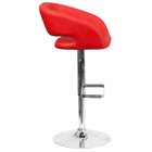 Flash Furniture Contemporary Red Vinyl Adjustable Height Barstool with Chrome Base (CH-122070-RED-GG)-Red Vinyl Upholstery