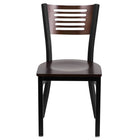 Flash Furniture HERCULES Series Black Slat Back Metal Restaurant Chair - Walnut Wood Back & Seat-Metal Chair