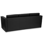 Flash Furniture Hercules Trinity Series Contemporary Leather Sofa with Stainless Steel Base, Black-Modern straight arm design is ergonomic