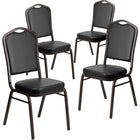 Flash Furniture HERCULES Series Crown Back Stacking Banquet Chairs with Black Vinyl & Gold Vein Frame - 4 Pack-Set of 4 Multipurpose Banquet Chairs
