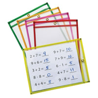 Pacon Dry Erase Pockets, 5 Assorted Neon Colours, 9" x 12", 10 Pack-Perfect for practice work or coloring designs.