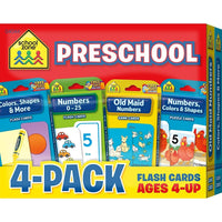 School Zone Preschool Flash Card, 4 Pack  (SZP04044)-Our proven flash cards and game cards introduce essential readiness skills like counting, matching, and identifying shapes and Colours.