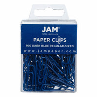 JAM Paper Colored Standard 1" Paper Clips - Dark Blue - 2 Packs of 100-Color: Dark Blue
