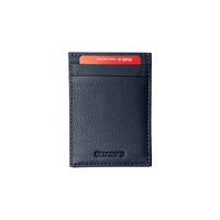 Champs Leather RFID Mag Hybrid Wallet - Navy-Genuine Leather