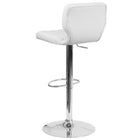 Flash Furniture Contemporary Vinyl Adjustable Height Barstool with Vertical Stitch Back & Chrome Base - White - 2 Pack-Vertical Line Design