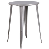 30'' Round Silver Metal Indoor-Outdoor Bar Height Table (CH-51090-40-SIL-GG)-Metal Cafe Table