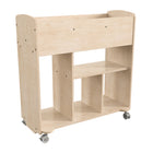 Flash Furniture Bright Beginnings Commercial Grade Double Sided Space Saving Wooden Mobile Storage Cart w/ Casters - Natural-Resists Yellowing, Stains, and Scratches