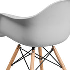 Flash Furniture Alonza Series Plastic Chair with Wooden Legs - White-Waterfall Seat Reduces Leg Strain